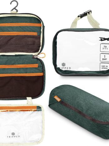 Toiletry Bag Kit Set: Hanging Travel Toiletry Bag + 311 TSA Cosmetic Liquid Bag + Ultralight Accessory Organizer Pouch